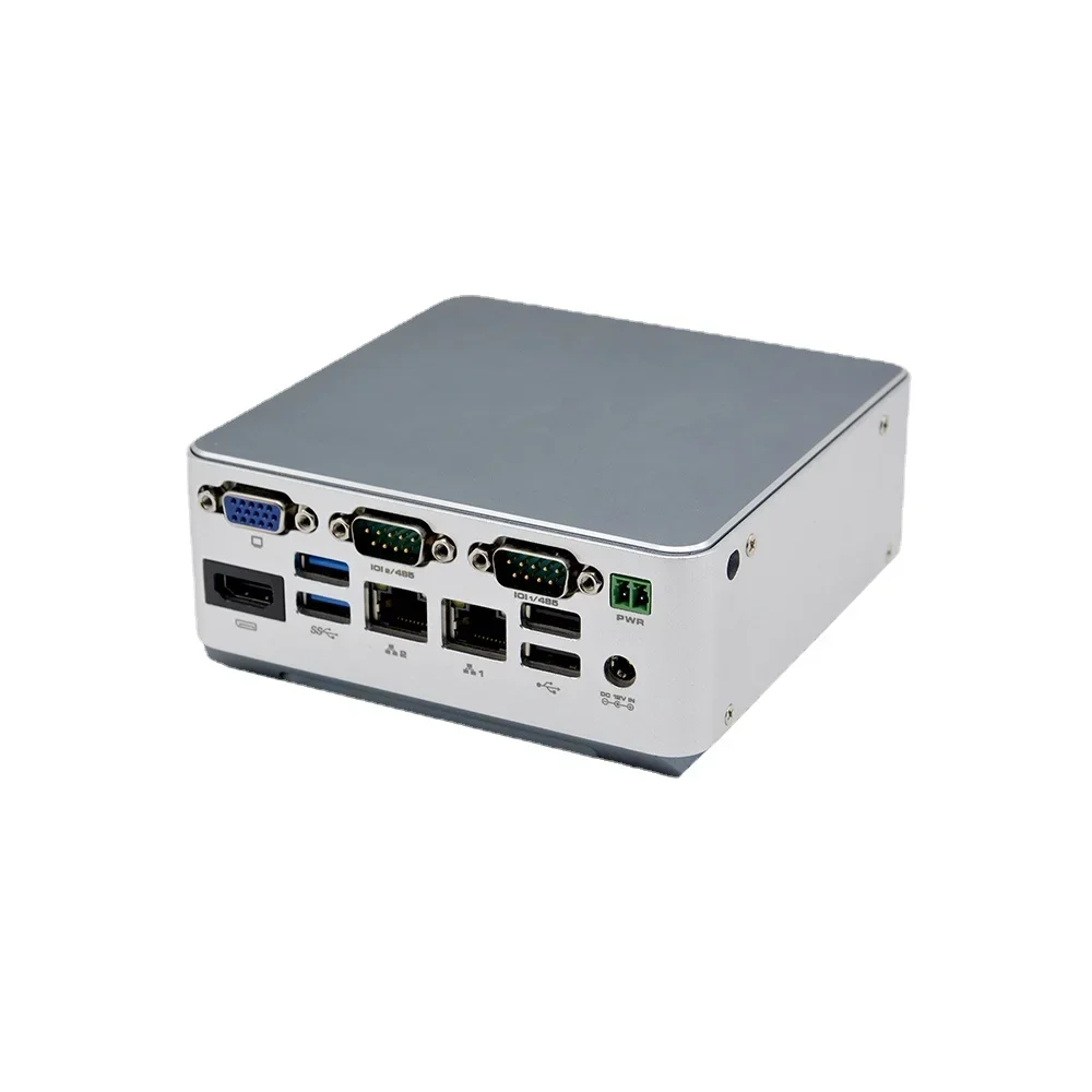 silver grey fan cooling structure dual network port mini NUC computer host