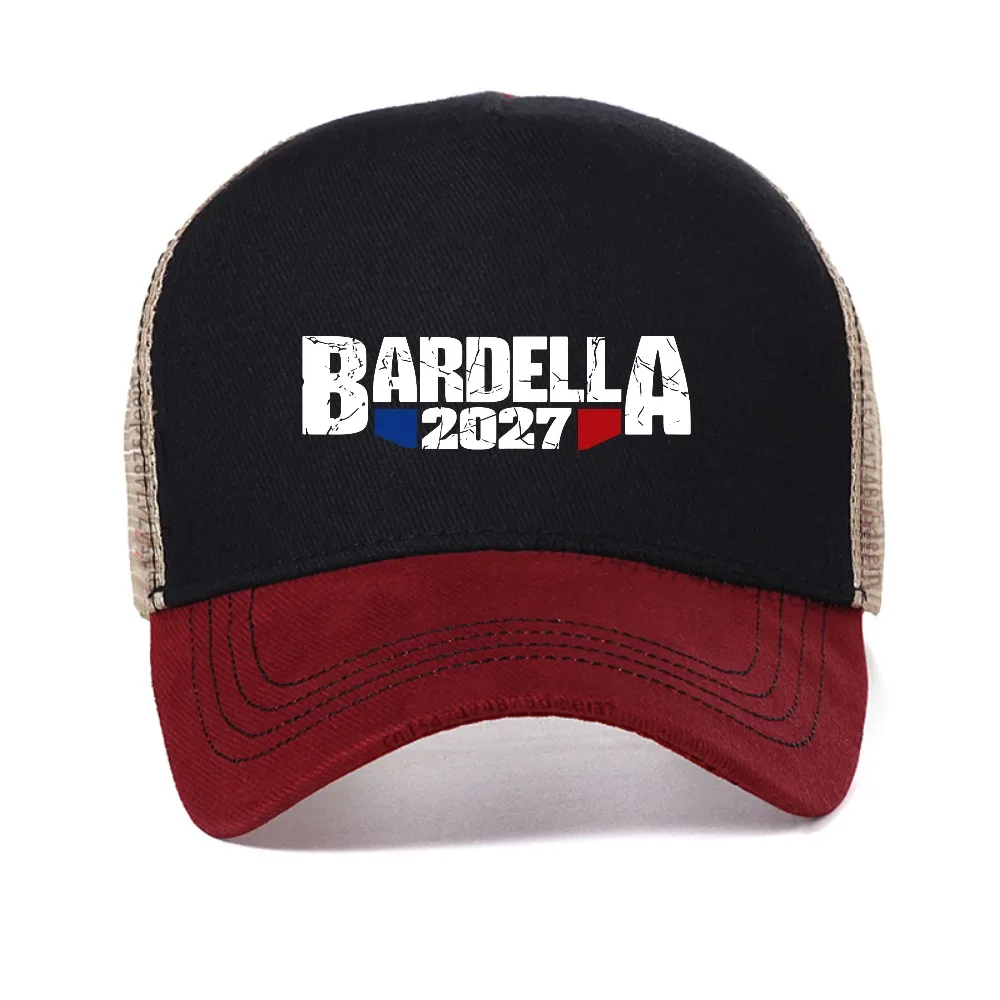 

Retro French Text Bardella Fans Gift baseball cap Bardella 2027caps Unisex Casual adjustable mesh trucker hat Breathable sun hat