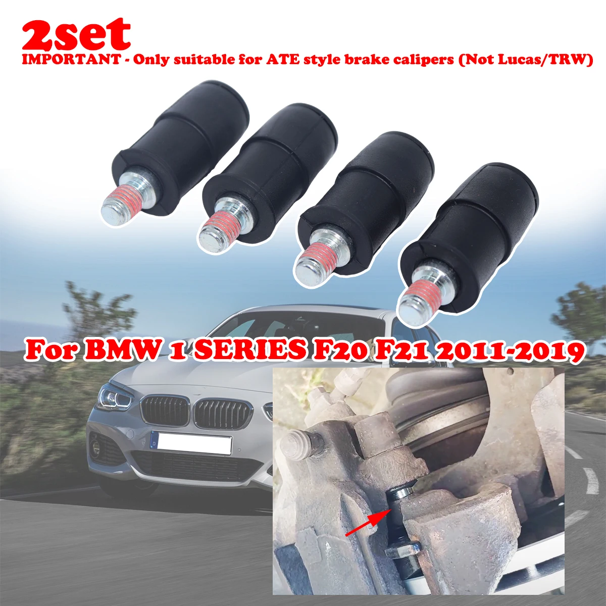 

2Set Front Brake Caliper Slider Guide Pins Bolt Kit For BMW 1SERIES F20 F21 2011-2019 Disc Housing Bellows Sleeve Boot 113-1306X