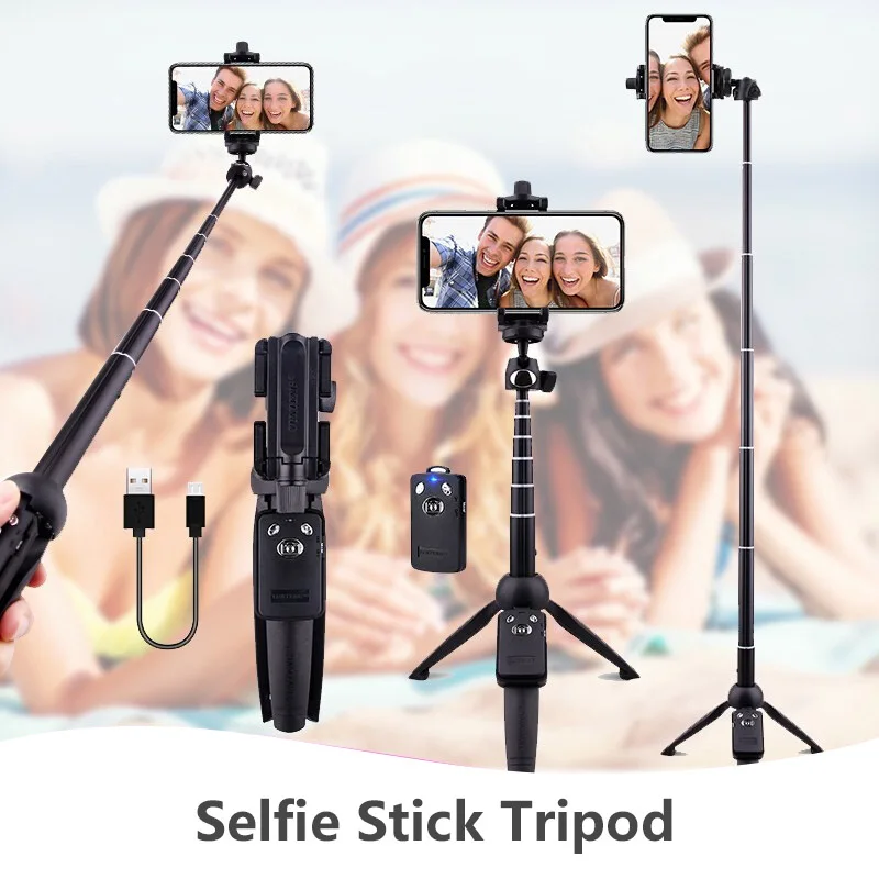 

Wireless Remote Control Tripod Extendable Lightweight Black Office Accessories Portable Tripods Adjustable Convenient Rotation