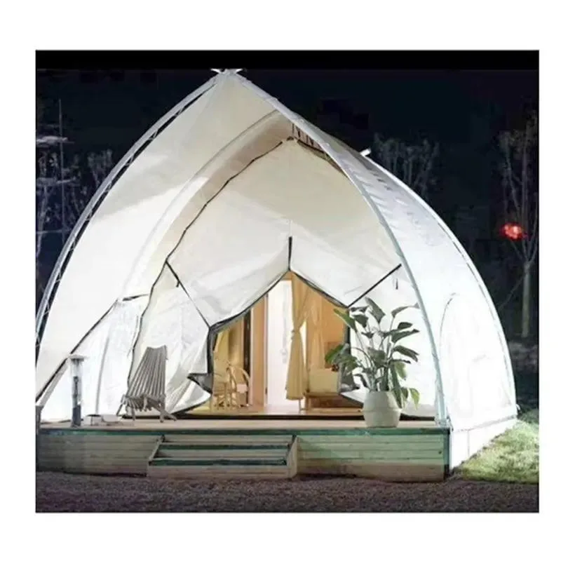 Large Waterproof Canvas Bell Tent for 10 People Outdoor Camping Hunting Family Shelter 5m 6m 7m Luxury