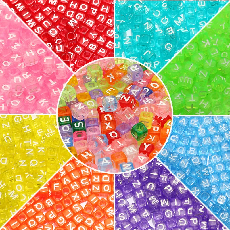 100-300pcs Colorful Square Mixed Letter Beads Alphabet Acrylic Beads For Jewelry Making DIY Bracelet Necklace Accessories