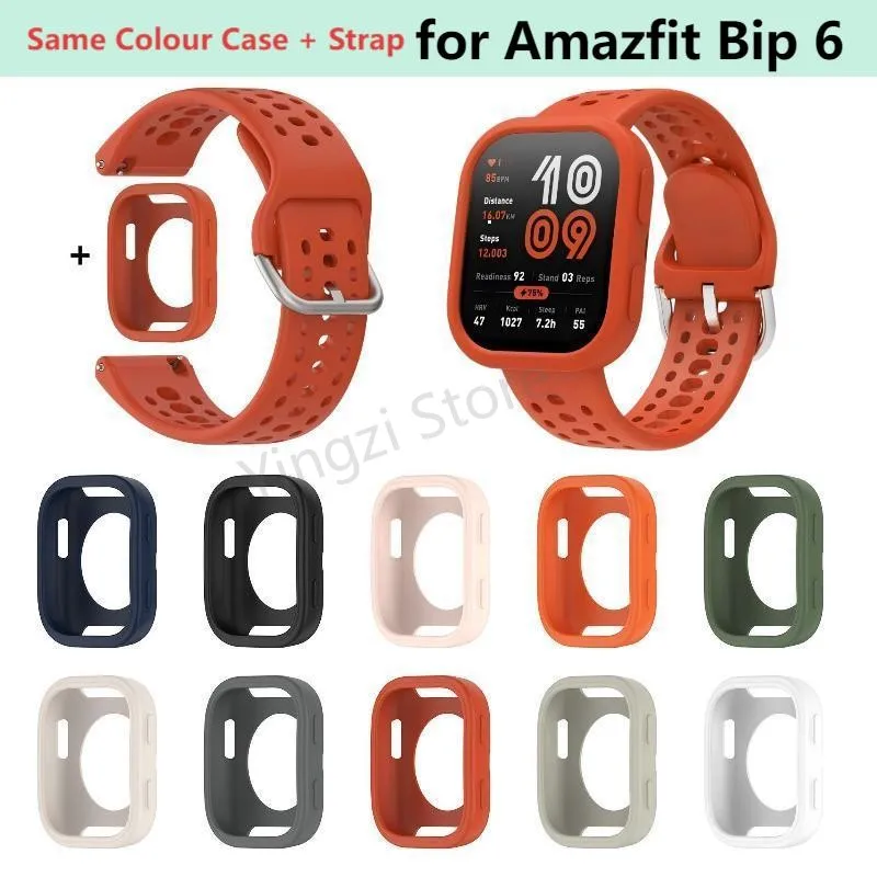 Capa + pulseira de silicone macio oficial para amazfit bip 6 banda relógio inteligente substituição para huami amazfit bip6 pulseira acessórios
