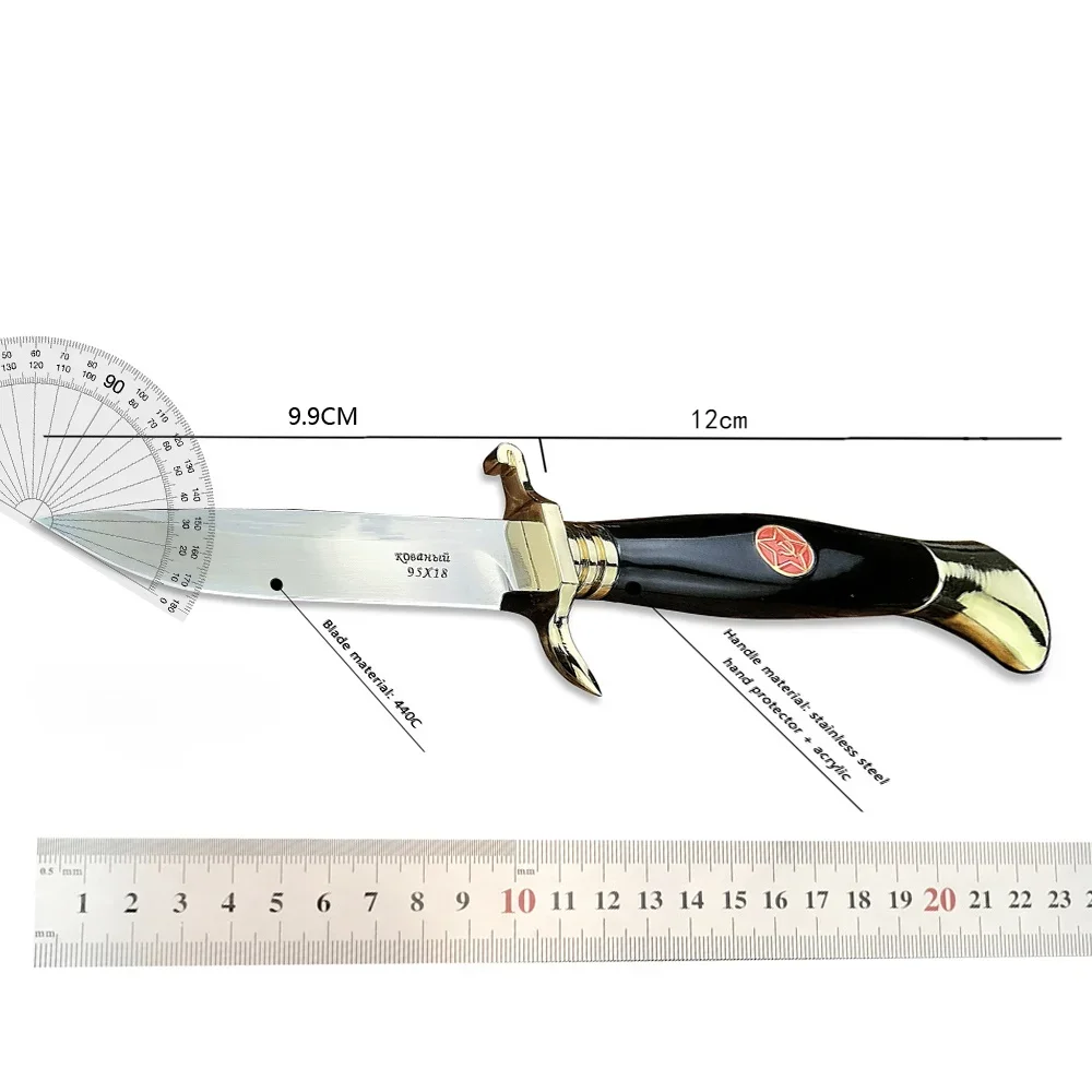 High Hardness Russian Finka NKVD KGB Portable Fixed Knife 440C Blade Acrylic Handle Outdoor Tactical Knives Camping Hunting Tool