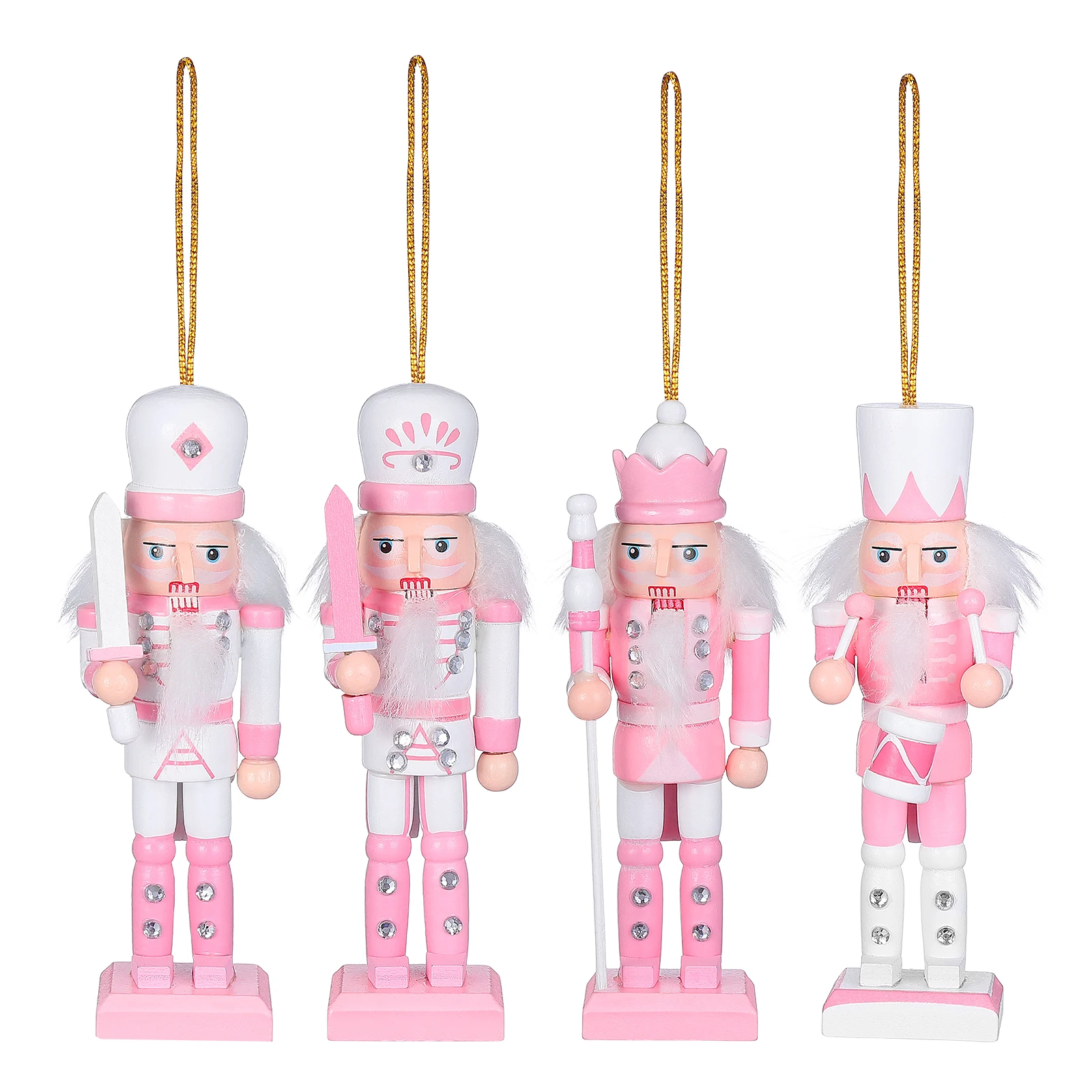 

4 Pcs Holiday Hanging Small Mantel Christmas Decorations Nutcrackers Figures Nutcraker Ornament The