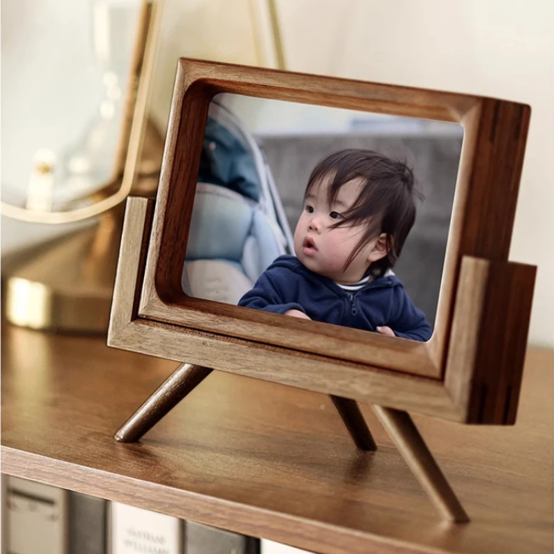 

5/6 Inch Photo Frames Solid Wood High-end Display Rack Detachable Picture Frame for Living Room Table Decoration Home Luxury