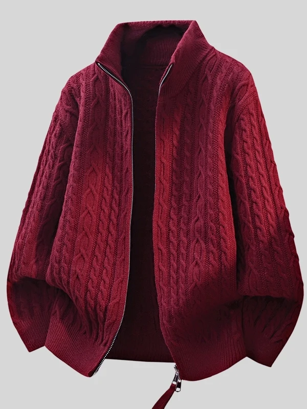 

Открытый кардиган с двойной молнией Bury, мужской осенне-зимний новый воротник-стойка с воротником-стойкой, трикотажный топ Lazy Sle...