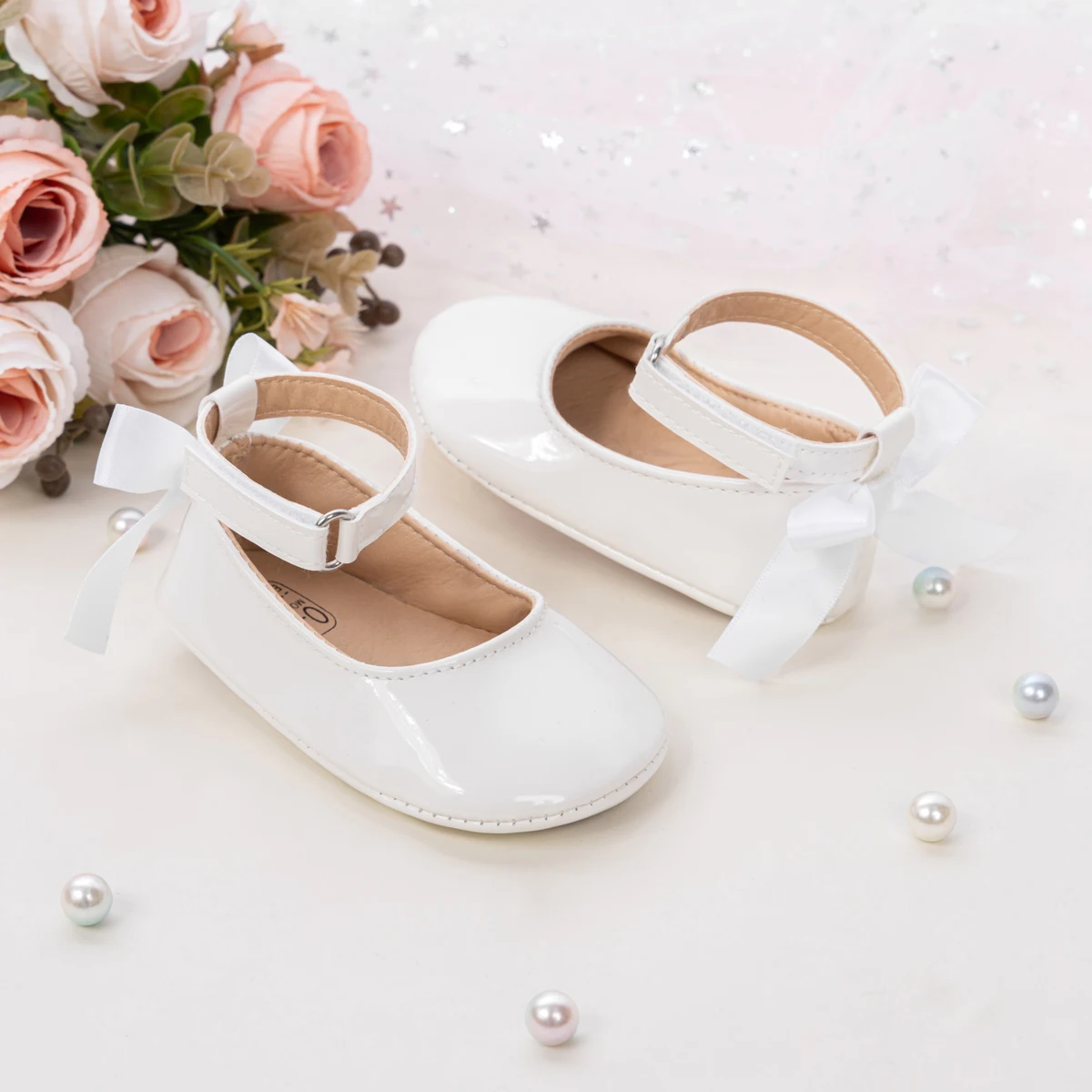 Baby Mädchen Mary Jane Ballerinas aus Lackleder mit Schleife, Prinzessinnen-Kleiderschuhe, rutschfeste weiche Sohle, für Kleinkinder, Prewalker, Party – Detail 6