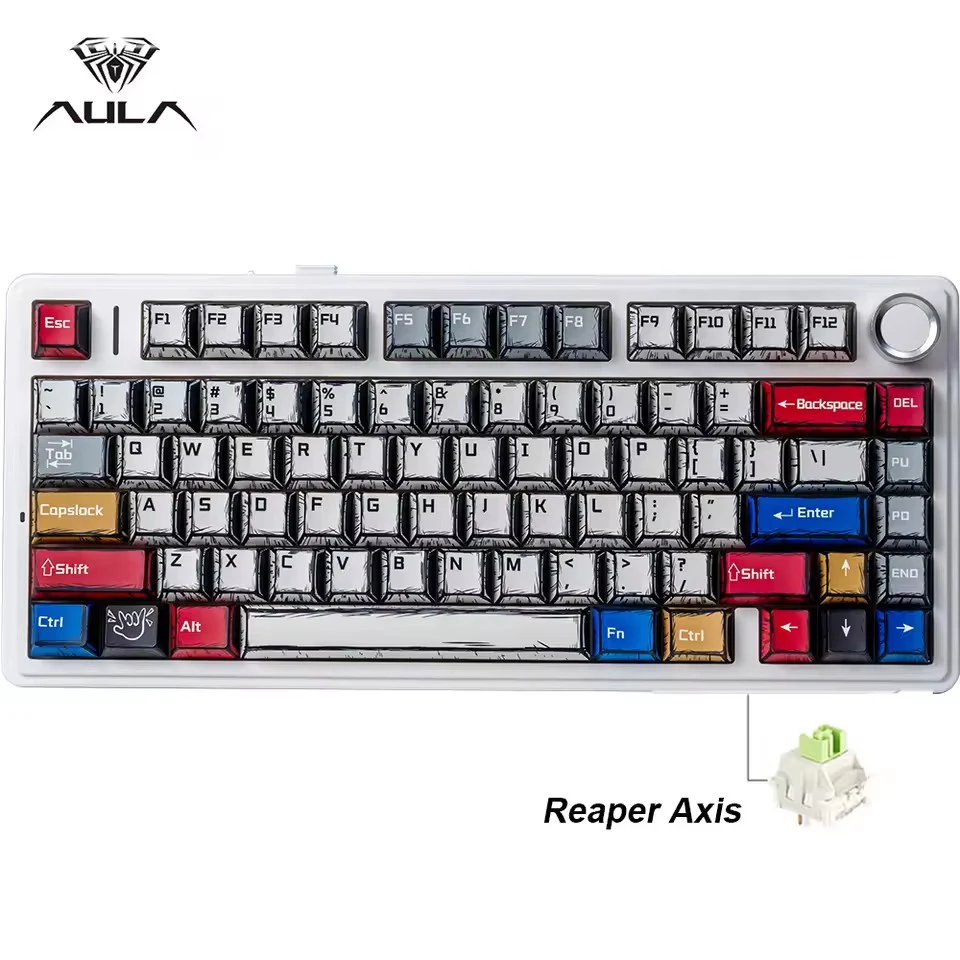 

AULA F75 Original OEM RGB LED Light PC Customized 2.4G Wireless Gaming Mechanical Switch Hot-Swap 75% Keyboard Bluetooth Gasket