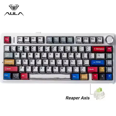AULA F75 Original OEM RGB LED Light PC Customized 2.4G Wireless Gaming Mechanical Switch Hot-Swap 75% Keyboard Bluetooth Gasket