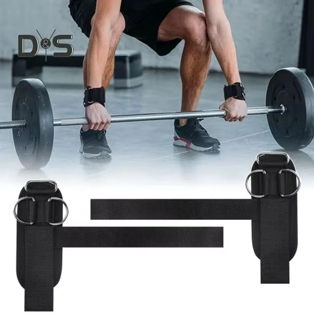 2Pcs Non Slip Weightlifting Straps Wrap Support Hand Grip Gym Wrist Straps Comfortable With D Ring Pull-up Lifting Straps