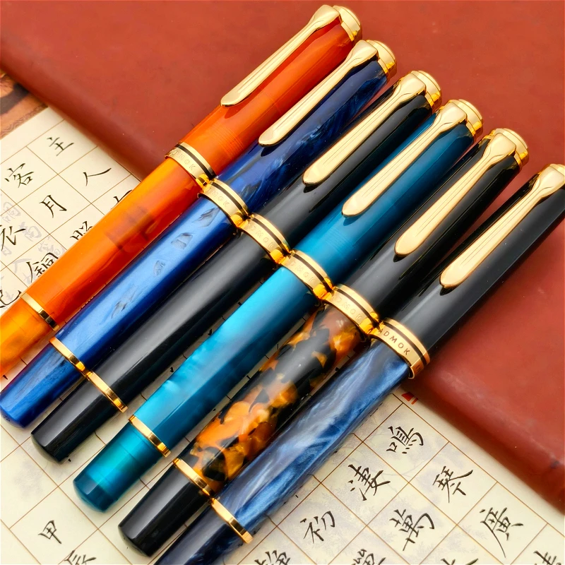 

ADMOK M800 J800 Piston Inked High Grade Acrylic Fountain Pen Hand Polished F/M 0.5/0.7mm Nib Student Adult Calligraphy Pens