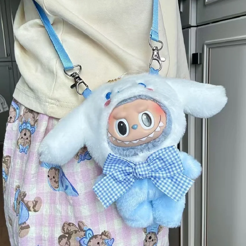 

MINISO New Hot for labubu Jumpsuit Kuromi Hellokitty Clothes Crossbody Bag Vinyl Labubu Outfit Cotton Doll Dress Hat Accessories