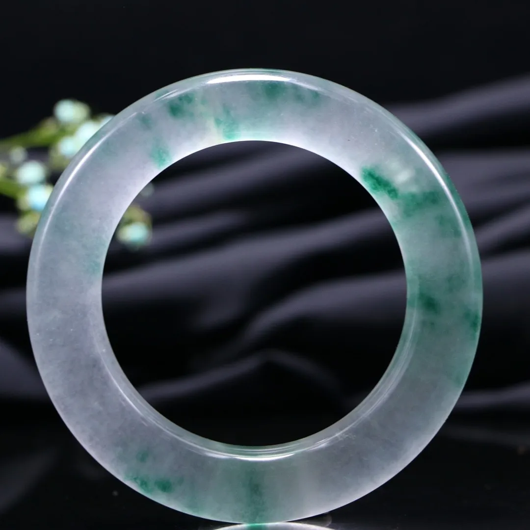 

Genuine Myanmar Jadeite Ice Floating Flower Jade Bangle Round Bracelet Women Fine Jewelry High Ice Grade A Burma Jades Bangles