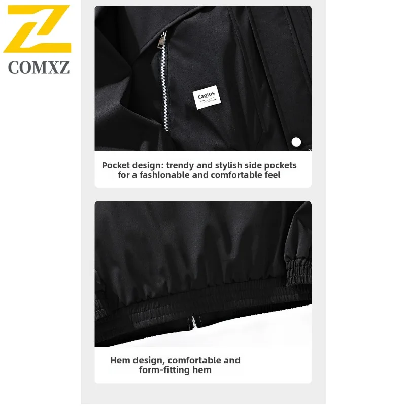 COMXZ Men Overcoat 2025 Scratch Resistant Adventure Climbing High-Quality Lightweight Jacket Hiking Cycling Outdoor Camping Coat