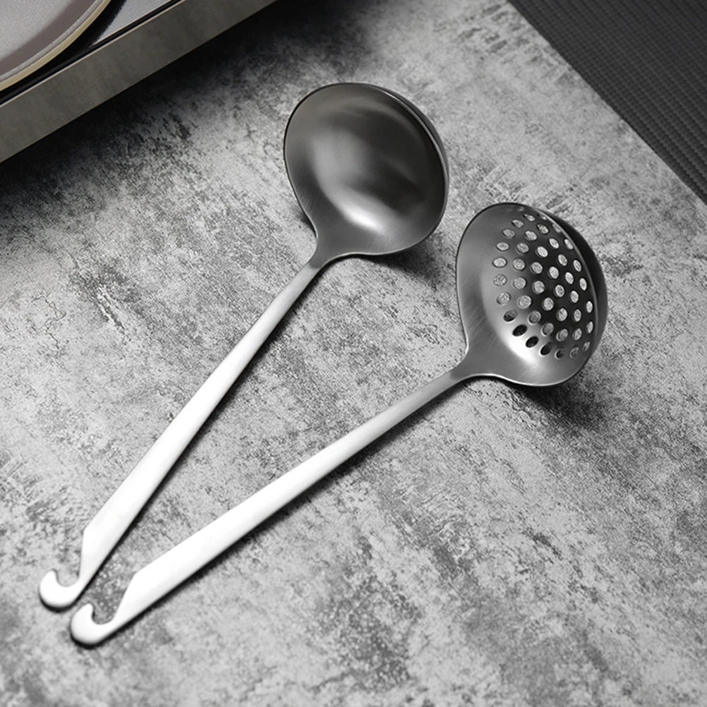 

Stainless Steel Hot Pot Spoon 304 Large Deep Bowl Soup Spoons Kitchen Serving Ladle Reusable Eco Friendly Sand Texture
