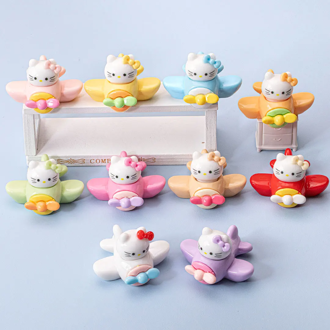 

10 pieces of KT Kitty Cat decorative tabletop items, cute and adorable figurines, DIY accessories, car decorations, keychains
