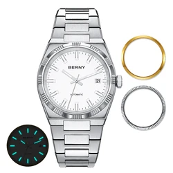 BERNY Mechanical Men Watch Sapphire Luminous Casual Watch AR Coating Luxury 100% Original PT5000 5ATM Automatic Watches for Men