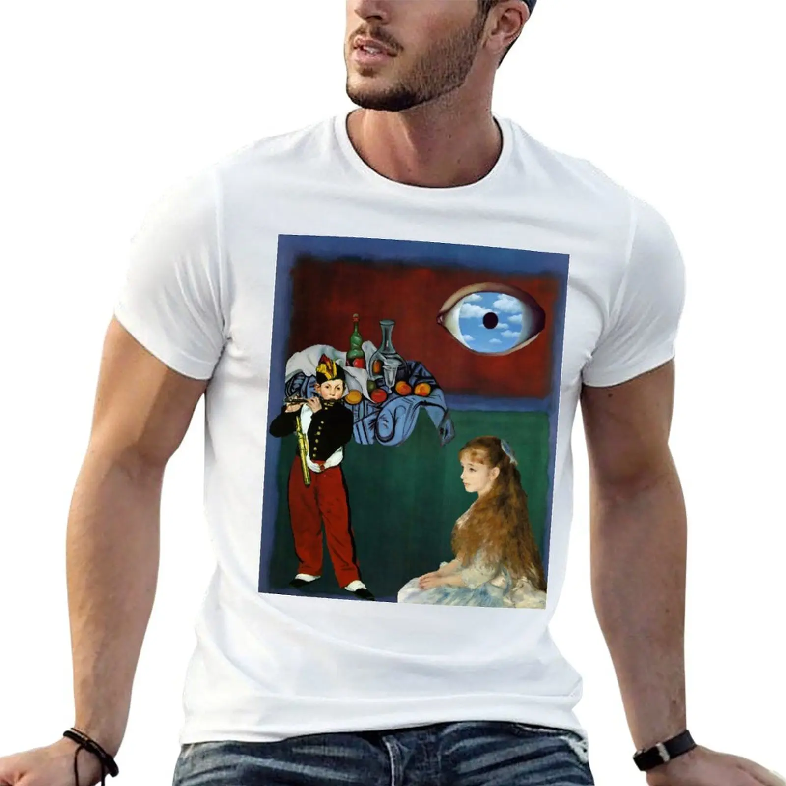 Rothko, Cezanne, Manet, Magritte, Renoir T-Shirt Retro Style Print Casual Top