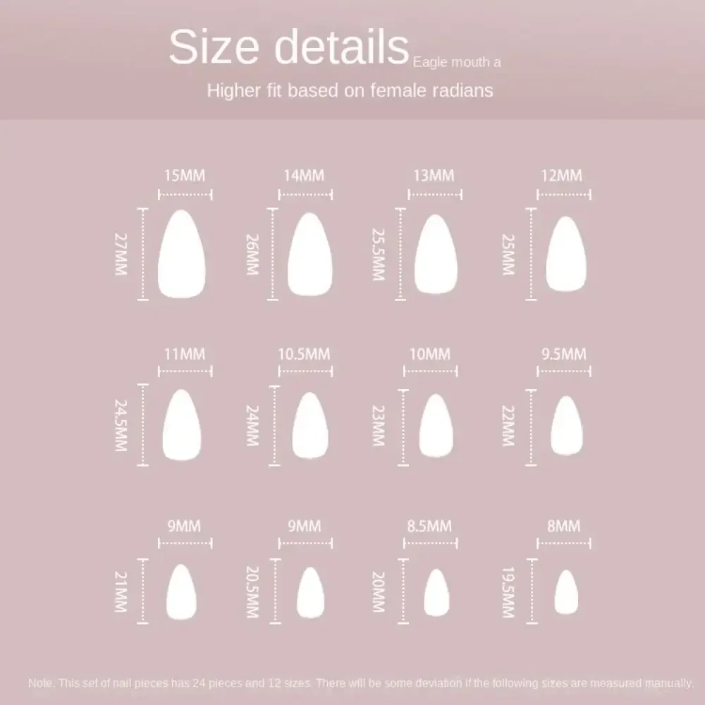 24 Uds manicura Star River prensa en uñas DIY uñas postizas largas con purpurina de almendra francesa
