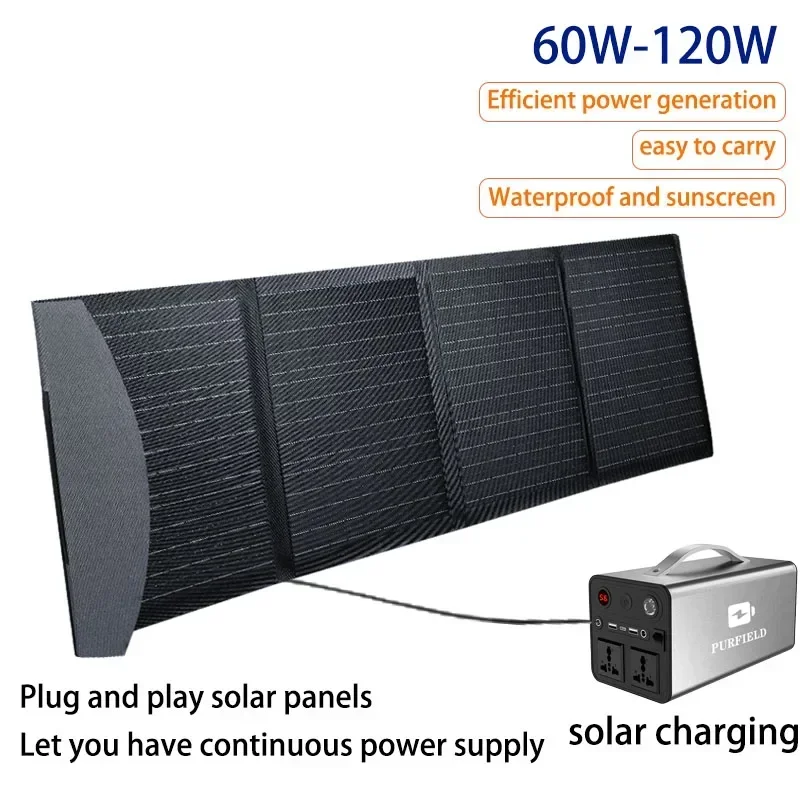 New 60W-120W Foldable Solar Panels 18V Portable Solar Charging Panel for Outdoor Tourism Camping Power Bank Power station