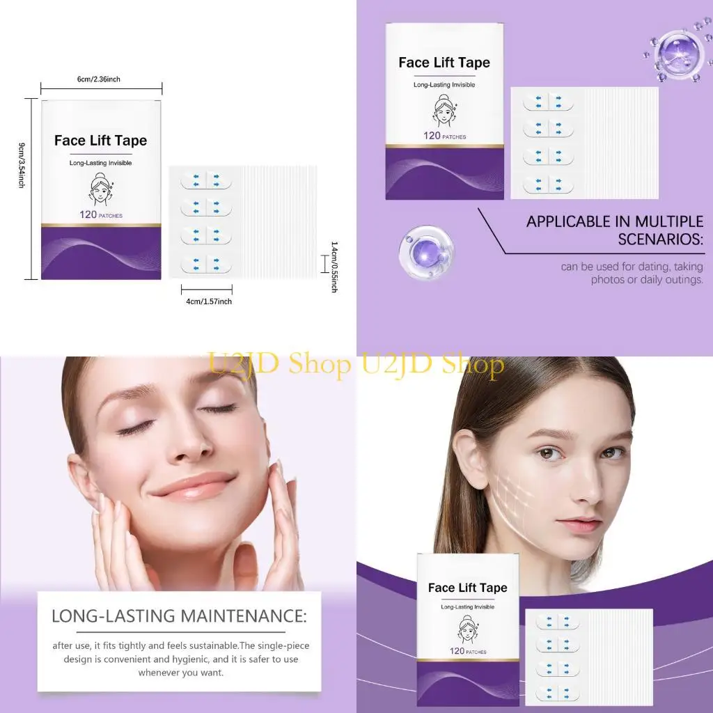 

U2JD 120 PCS Невидимые пятна лица для лица для лиц для подъема для провисания кожных челюстей глаз