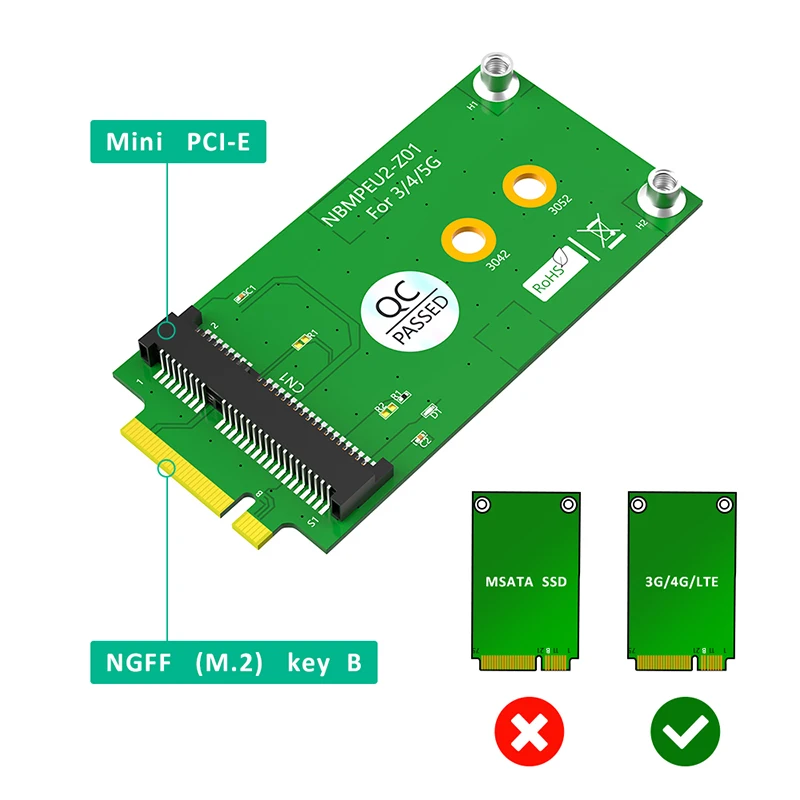 Адаптер M.2 Key B с интерфейсом Mini PCI Express, преобразователь переходной карты для 3G/4G/Φ модуля, поддержка полноразмерной мини-карты PCIE для ПК