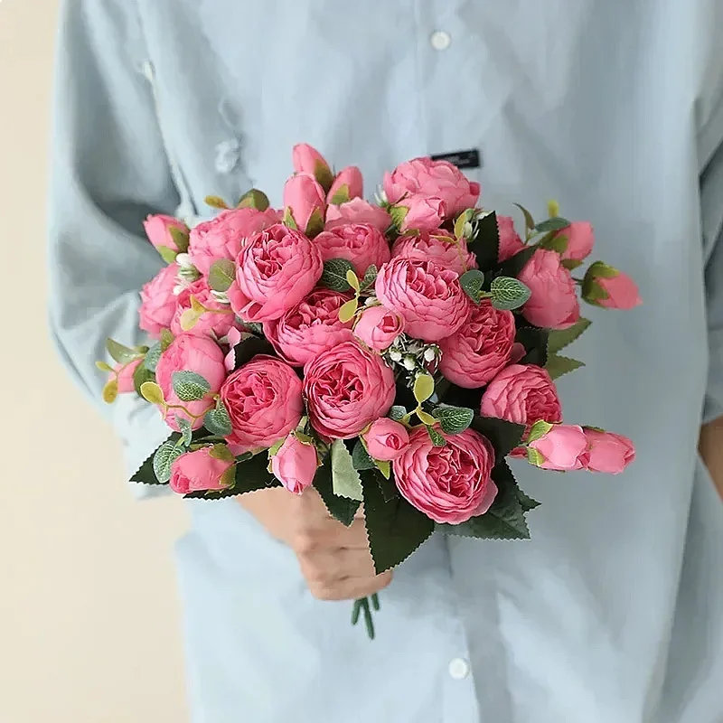 Artificial Silk Peony Hydrangea Wedding Party Vase Home DIY Decoration Christmas Garland
