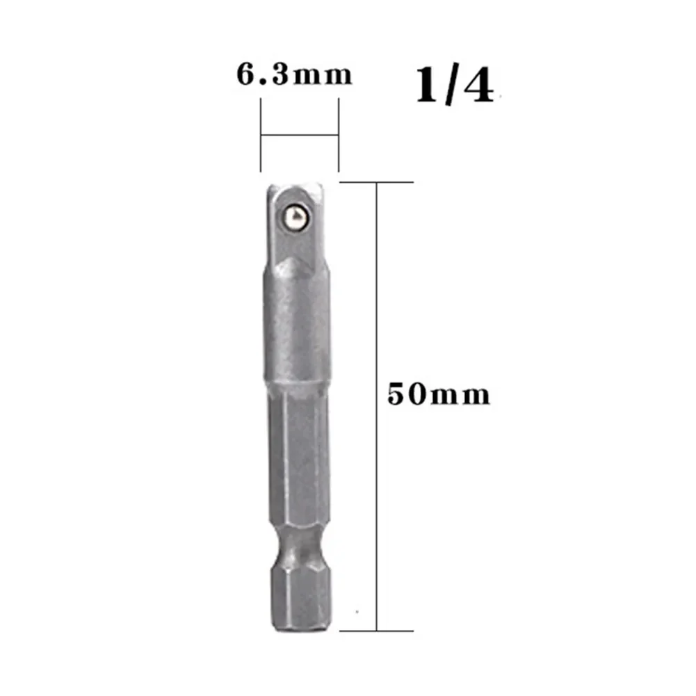 Bits Socket Adapter Shank Silver 1/4\