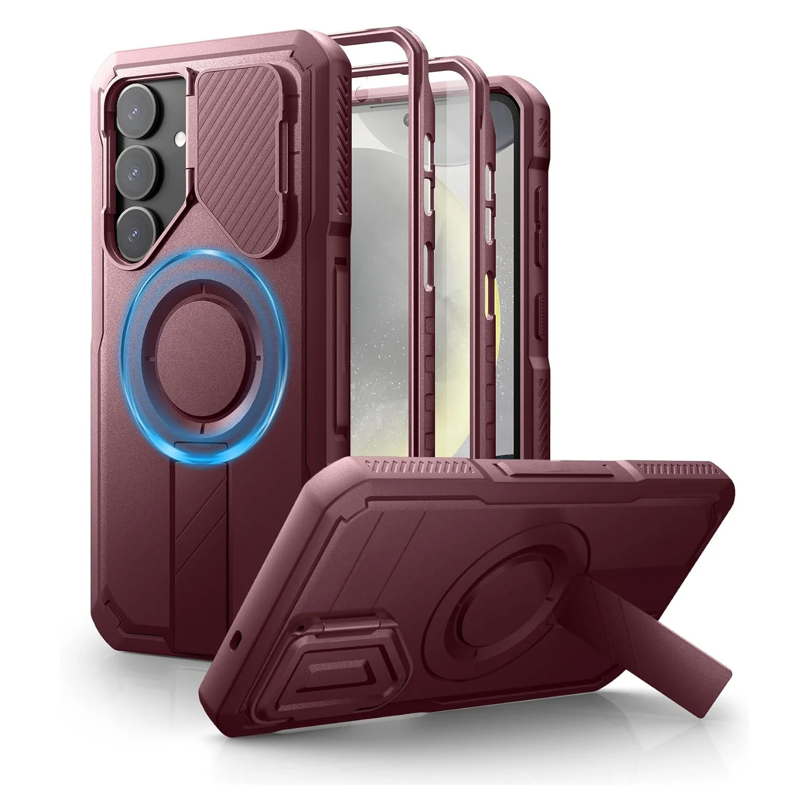 For Samsung Galaxy S25 Ultra/S25 Plus/S25 Magnetic Heavy Duty Case Camera Cover Adjustable Kickstand Built-in Screen Protector