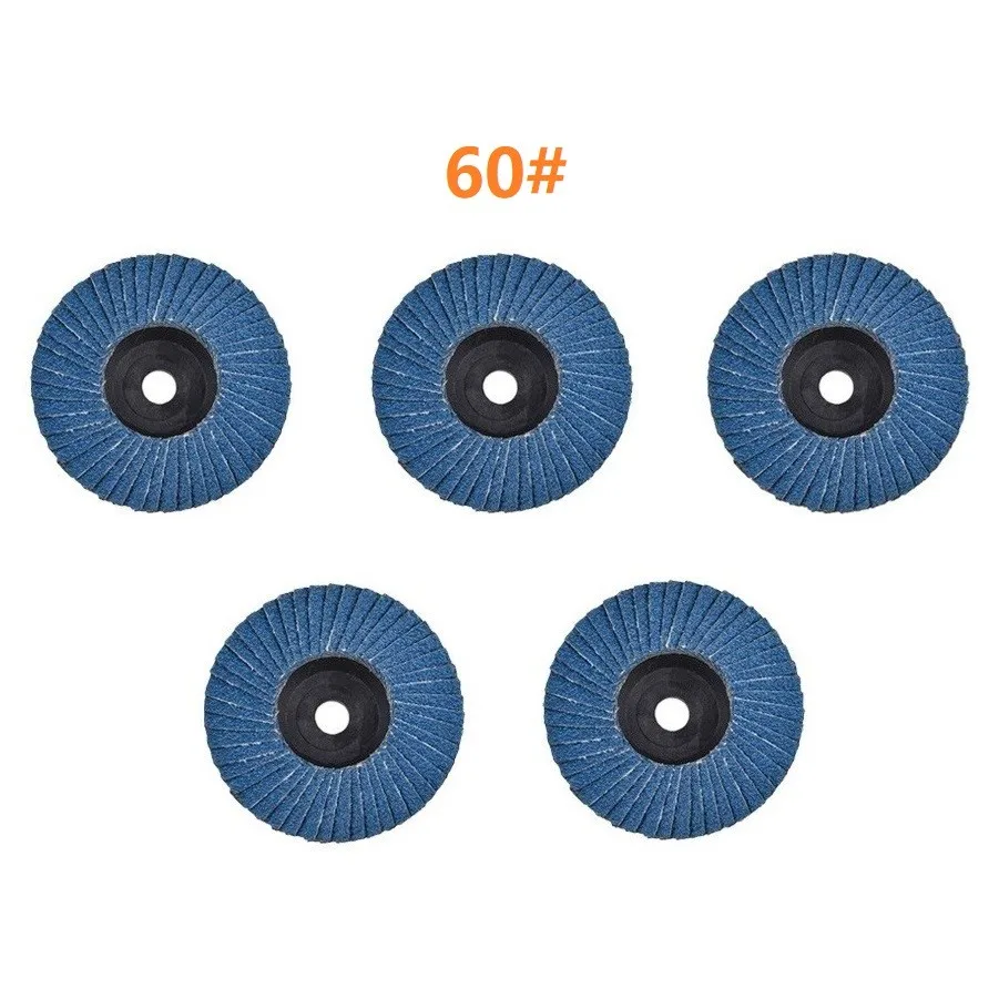 40-120 Grits 5pcs Grinding Discs 40-120# 40/60/80/120 Grits 40/60/80/120# Blue Flap For Angle Grinder Wheels Wood Cutting