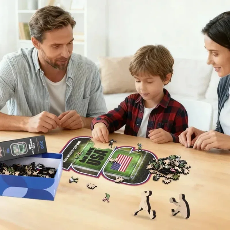FIFA World Cup Wooden Puzzles for Adults Host Country USA Football Field Unique Shaped Sports Fans for Home Decor Festival Gifts - view 6