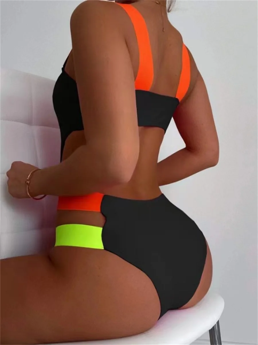 Sexy Black Contrast One Piece Swimsuit 2026 Women Neon Strap Hollow Out Backless Monokini Summer Bathing Suit Patchwork Swimwear 4 Sexy Black Contrast One Piece Swimsuit 2026 Women Neon Strap Hollow Out Backless Monokini Summer Bathing Suit Patchwork Swimwear 4