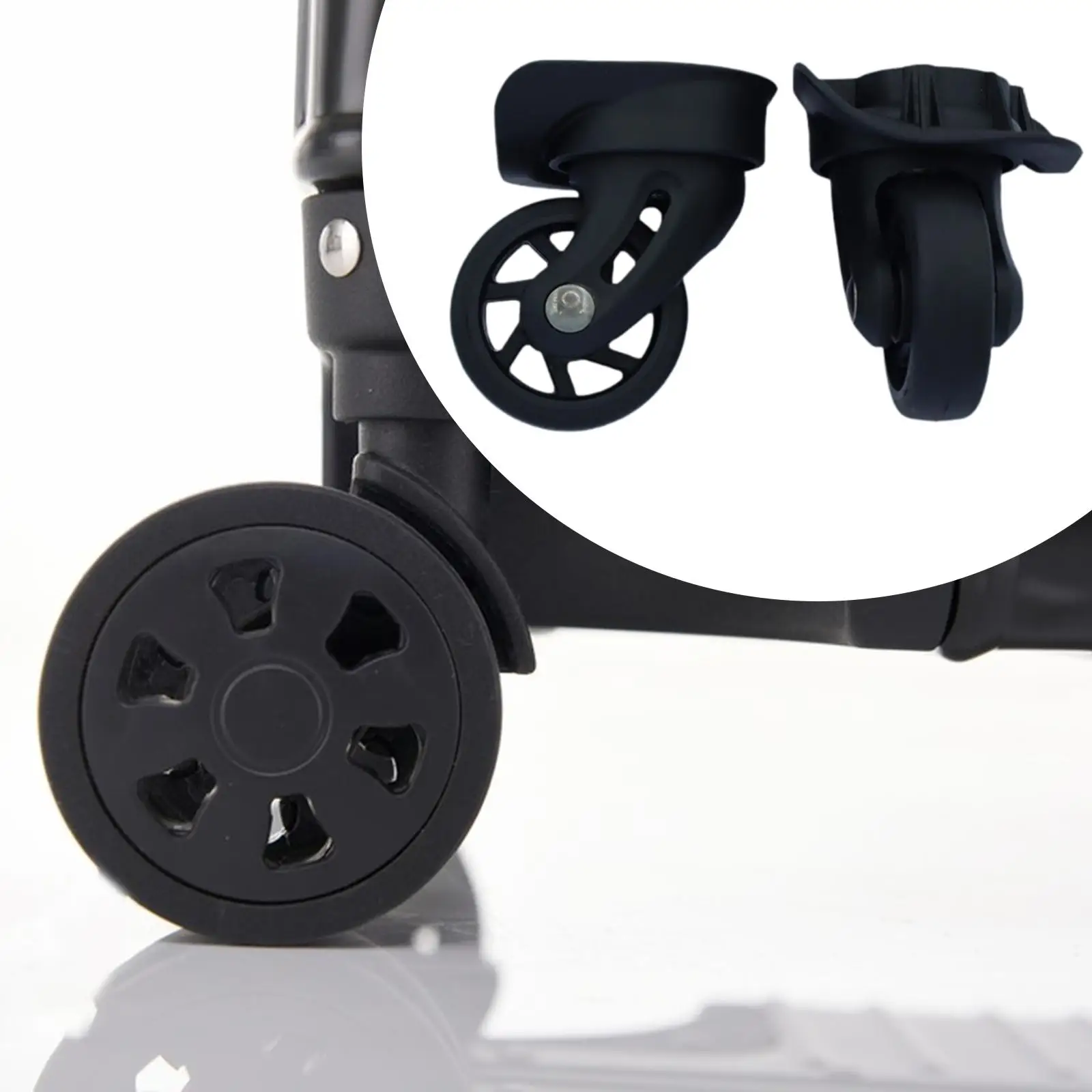 2x Luggage Replacement Wheels 360 Degree Rotation for Bags Luggages Trolleys