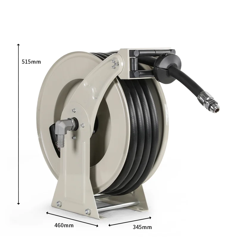 Direct Sale Telescopic Fuel Reel 3/4 Inch 25 Meters Automatic Hose Reel Grey White Iron Carbon Steel