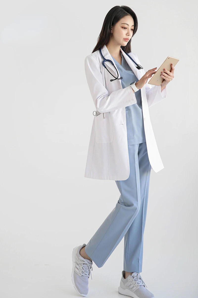 High-end white coat long-sleeve working clothes doctor chemistry laboratory special beauty salon medical doctor customization