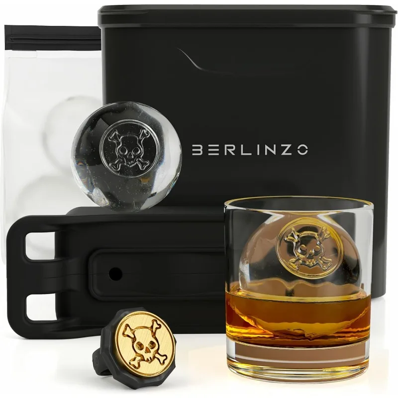 

Berlinzo Premium Clear Ice Ball Maker - 2 Large 2.4" Crystal Clear Ice Balls for Whiskey, Cocktails, and Bourbon