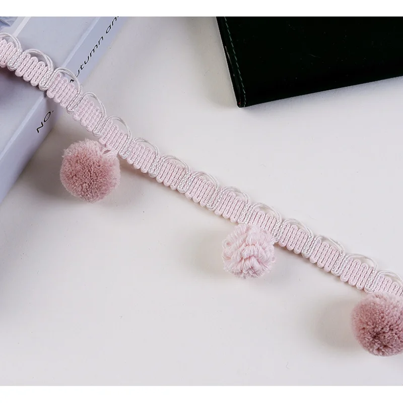 QGVLish 6M/lot Pompons Ball Curtain Tassel Fringe Lace Trim DIY For Sofa Stage Valance Edge Lace Ribbon Belt Curtain Accessories