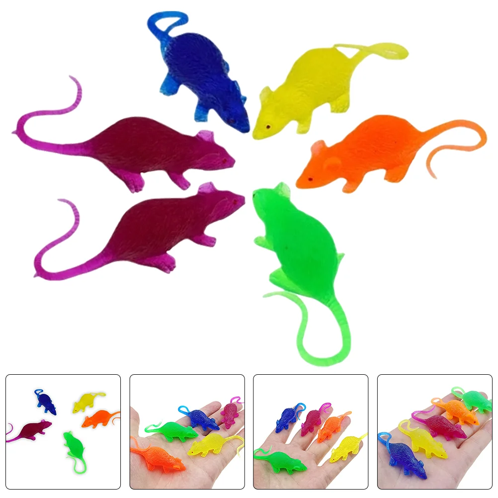 Mini souris simulée en plastique, faux rat, cadeaux de farce, petit modèle, jouets fantaisie miniatures en PVC, parodie de fête, 6 pièces