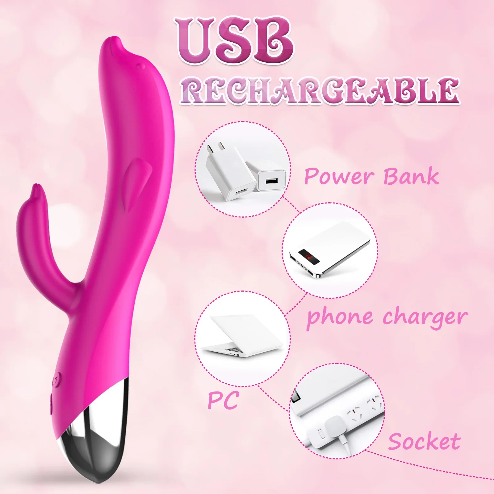 

Female Vibratory Sex Toy Vibratory Dildo Dolphin Shape Dual Vibratory Stimulator G-spot Clitoris Massager Female Masturbator 18