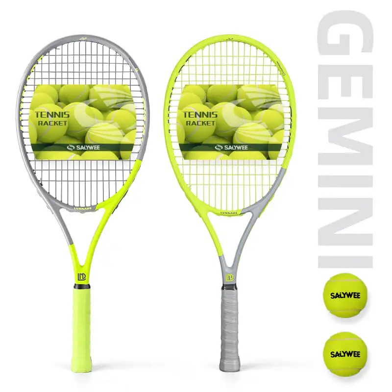 Carbon Fiber Tennis Racket, Speed Control Design, Lightweight Fluorescent Green Racquet, Ideal Gift for Beginners Adult