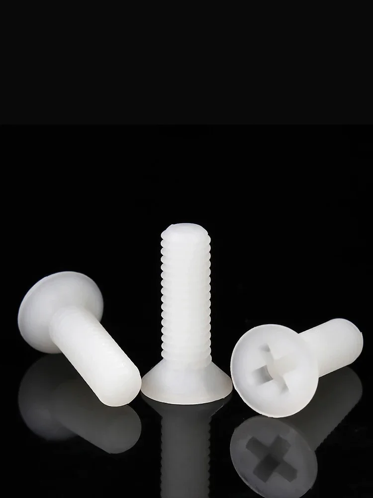 M2 M2.5 M3 M4 M5 M6 M8 White Plastic Nylon Countersunk Head Screws Phillips Flat Head Bolts