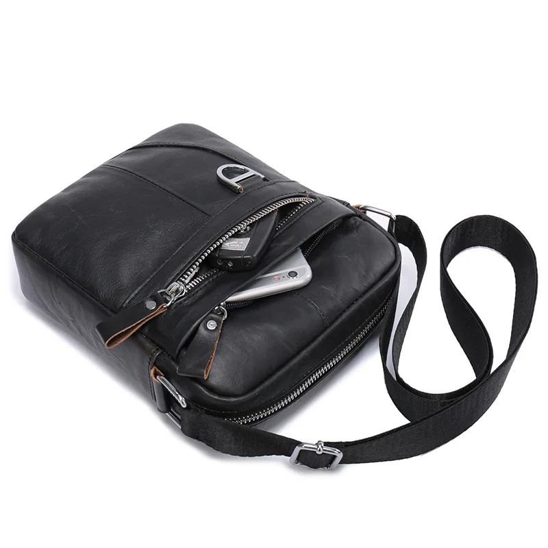 Bolsa De Ombro Crossbody De Couro De Cera Para Homens, Maleta De Couro Genuíno, Sacos De Mensageiro, Novo