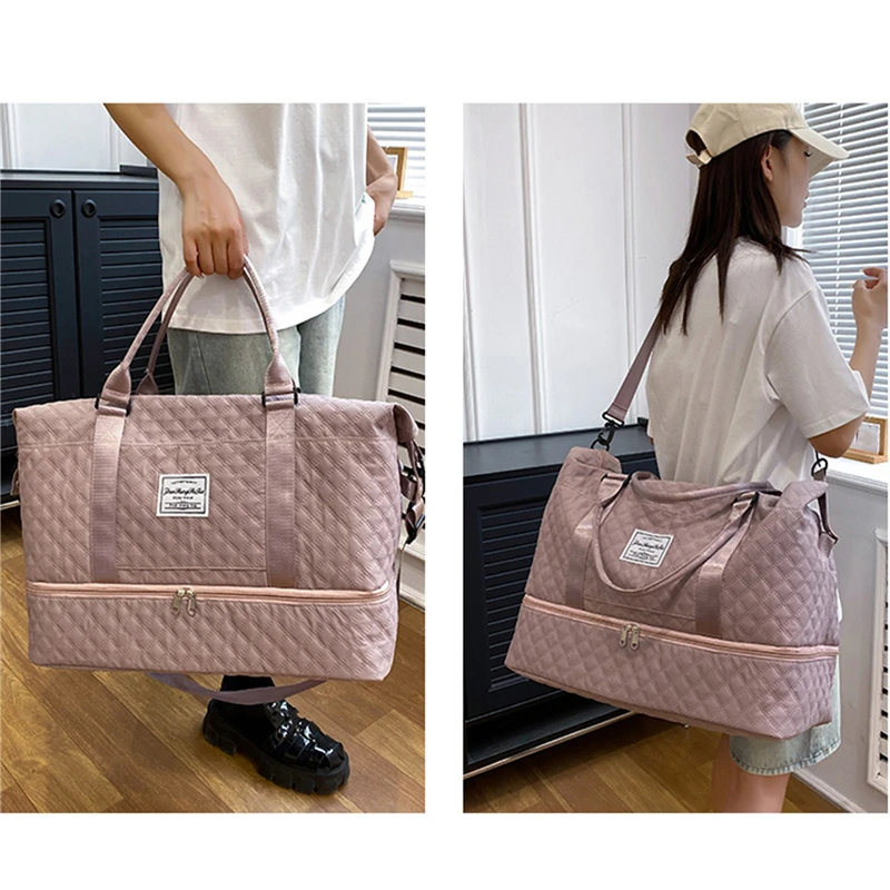 Foldable Travel CrossBag Wet Dry Separation Waterproof Handbag Lingge Large Capacity Solid Tote Bag Women Gym Yoga Shoulder Bags