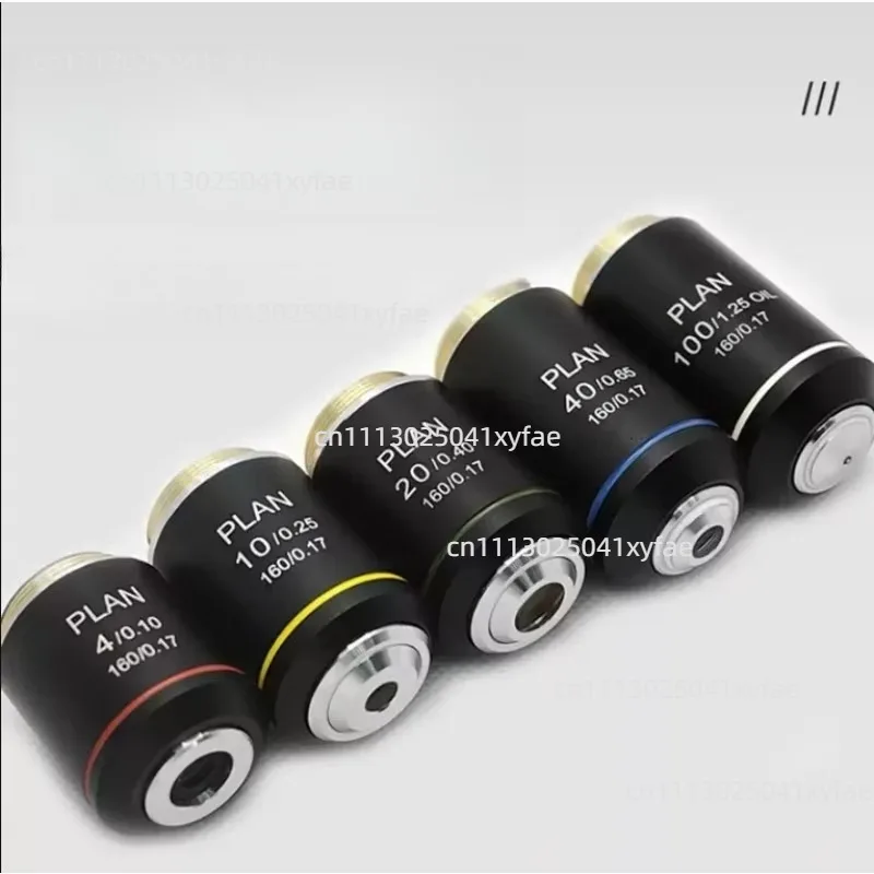 Biological Microscope 195 Plan Achromatic Finite Objectives 4X 10X 20X 40X 100X PLAN 160 Tube Length Standard RMS Thread