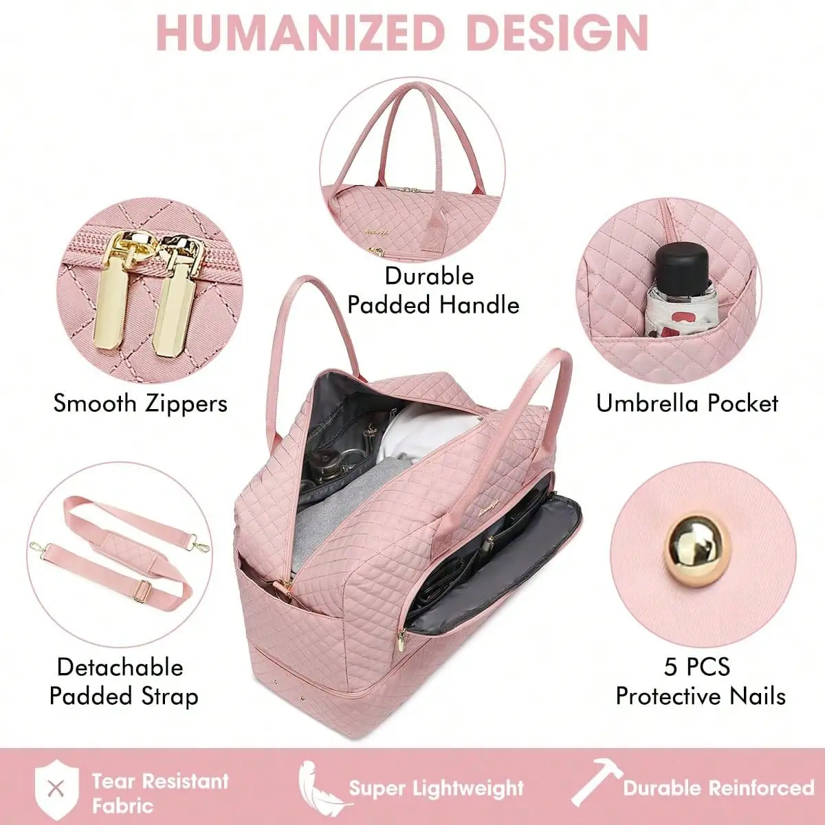 Large Women Travel Duffle Bag - Carry On Overnight Bag Weekend Travel Duffel Tote Bag Yoga Gym Bag With Wet Pocket Toiletry Weekender Overnight Bag For Travel Business Trips Sport , Personal Item Travel Bag With Shoes Compartment