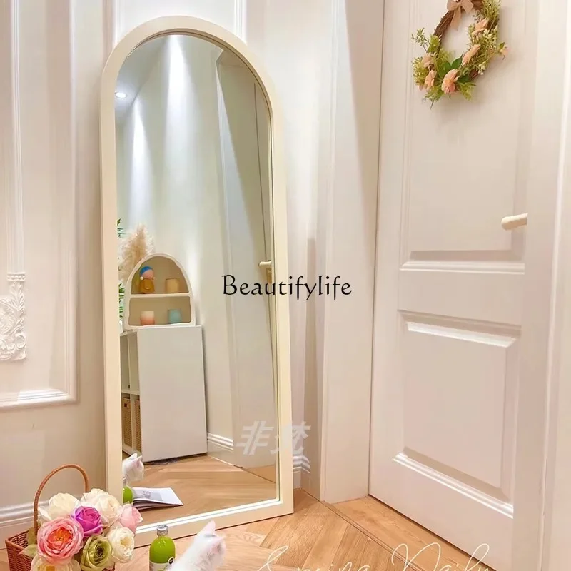 04*French Internet celebrity ins full body American wall hanging cream wind floor mirror home arch