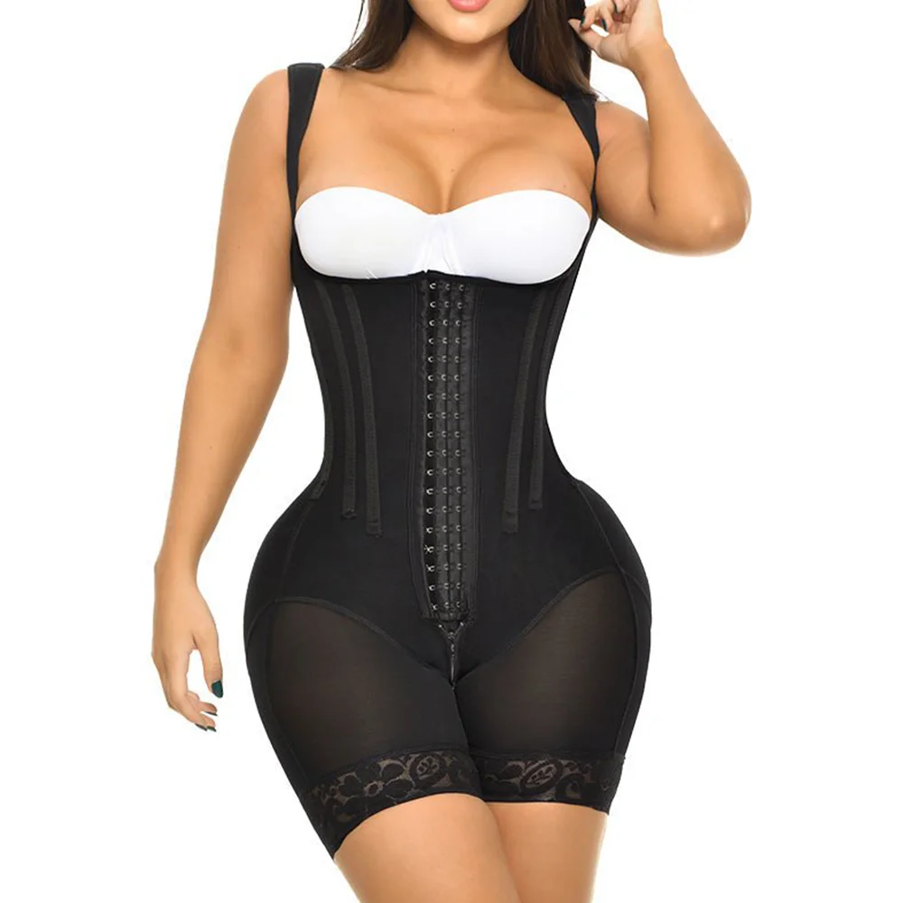 Short Tirante Ancho Con 9 Varillas Frente Y Espalda Con 3 Lineas De Broches Realce Bootylicious Entrenador lumbar Sexy Shapewear