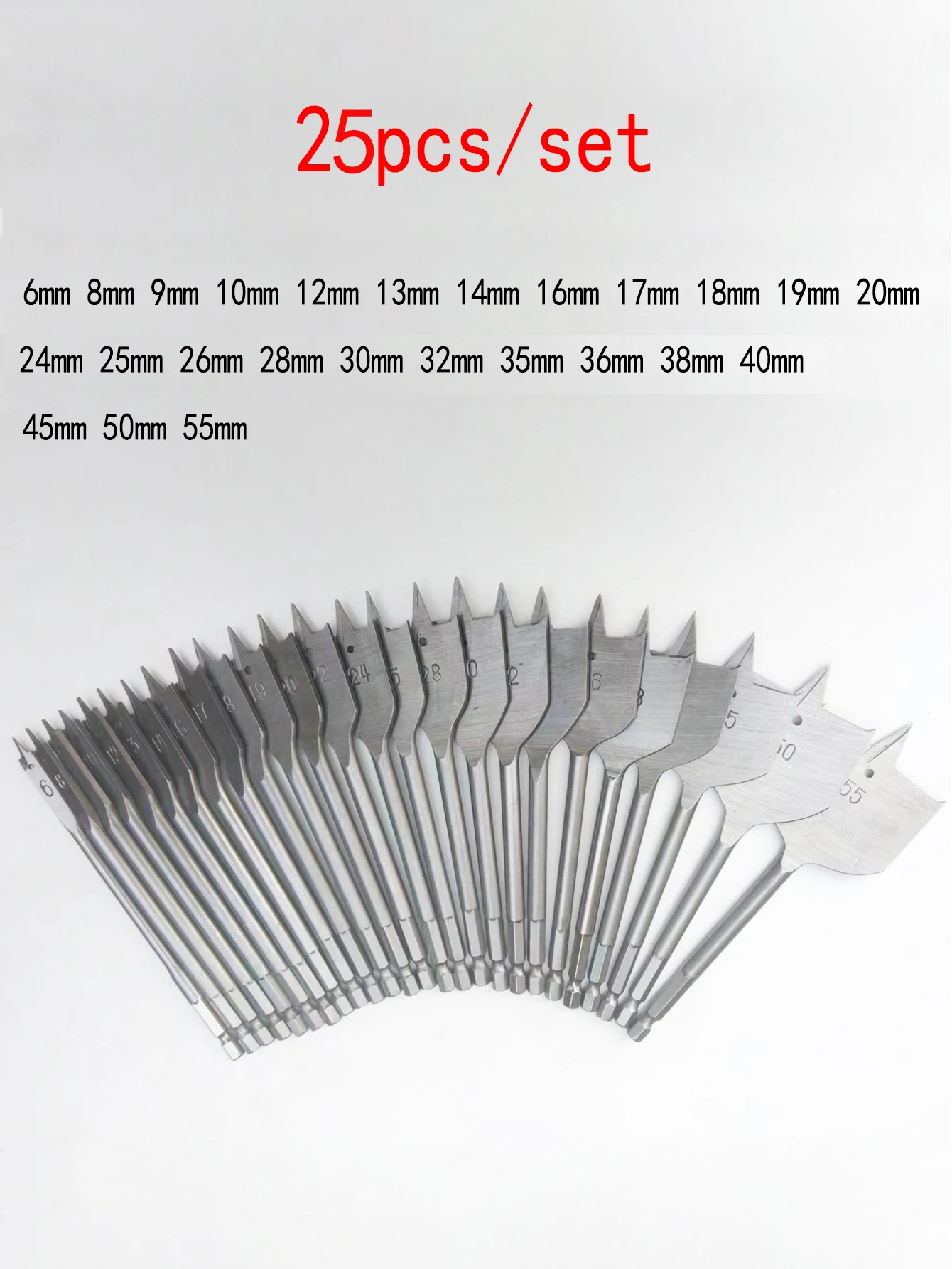 25Pcs high quality Spade Wood Drill Bit Set for Woodworking Wood Boring Drill Bit