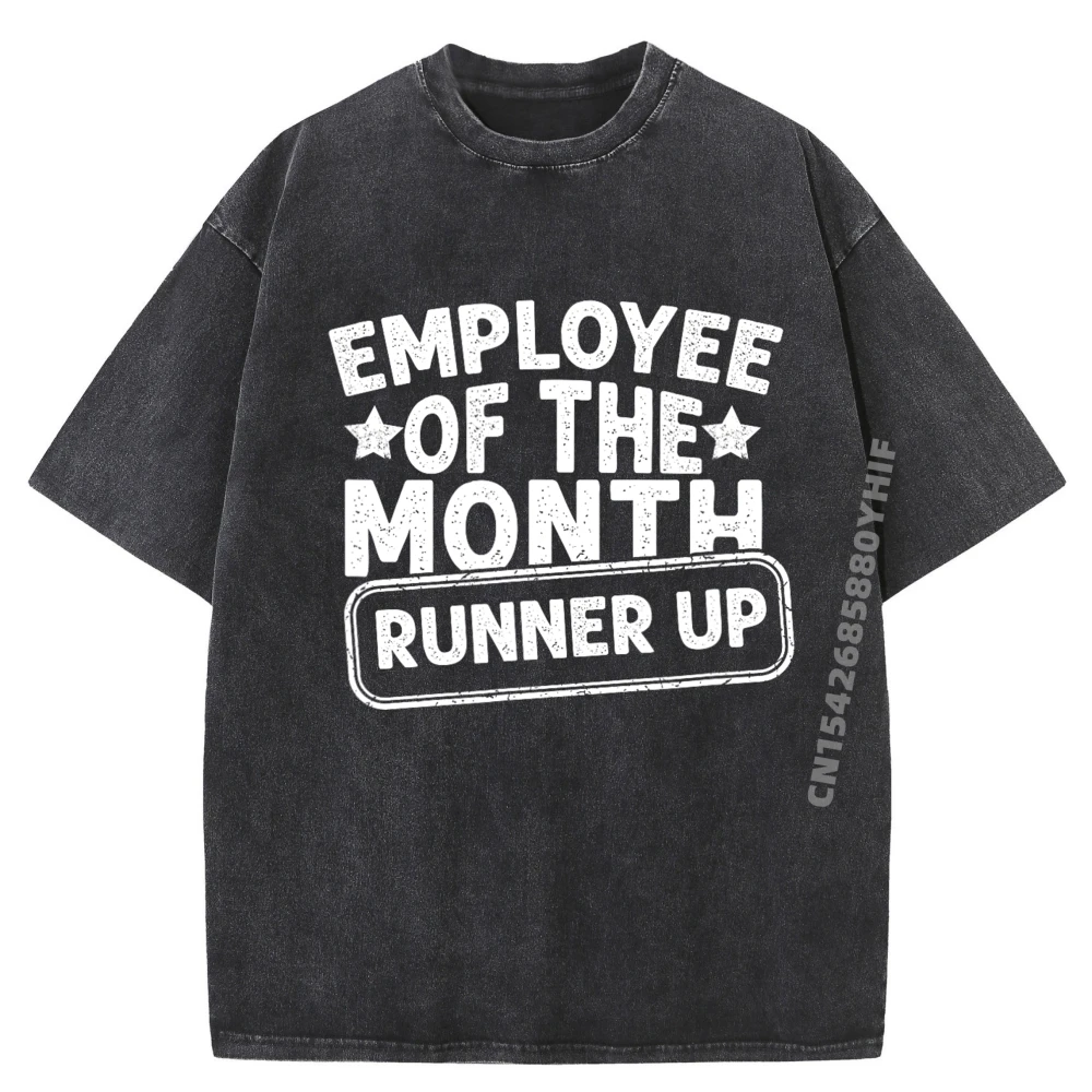 

Employee Of The Month Runner Design Tops Tees For Male Comfortable Classic T Shirts Graphic Retro Washed Tee Shirt Hip Hop